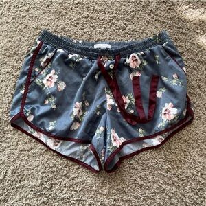 Abercrombie & Fitch Satin sleep shorts blue floral size large